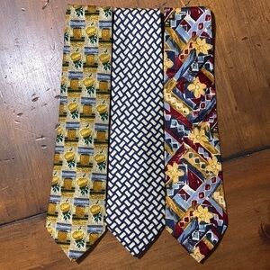 3 Ermenegildo Zegna 100% silk vintage retro neckties made in Italy